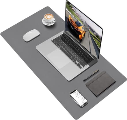Bureauonderlegger - Bureau mat - Bureau organiseren - Kunstlederen afwerking - 80x40cm - Donkergrijs