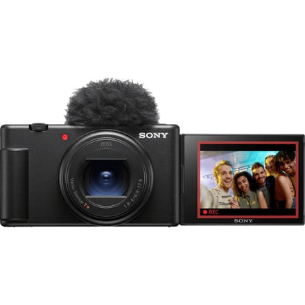 Sony vlogcamera ZV-1 II   Digitale camera (vari-angle touchscreen voor vloggen， groothoekzoomlens， 4K-video， multi-directionele microfoon) Zwart