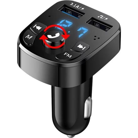 Autolader Bluetooth 5.0 FM-zender Dubbele USB-snellader Handsfree AUX Audio MP3-speler Autokit gray