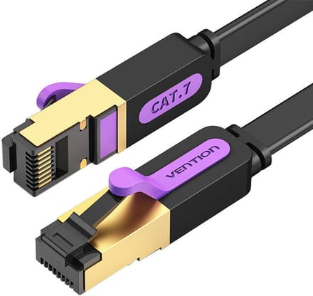 Platte Netwerkkabel Cat7 Vention Icabg Rj45 Ethernet 10Gbps 1,5M Zwart