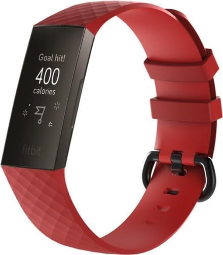 KELERINO. Siliconen bandje geschikt voor Fitbit Charge 3 / Charge 4 Rood - Large