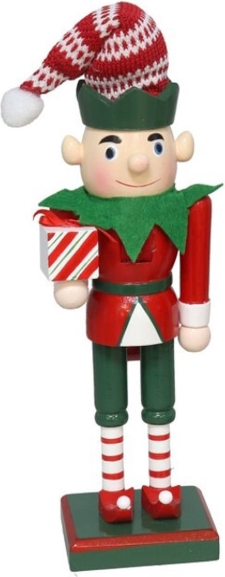 Kleine soldaat met puntmuts en cadeau - 25 cm - Kerstdecoratie