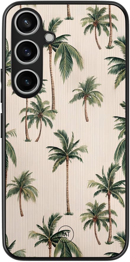Hoesje geschikt voor Samsung Galaxy A35 5G - Palmbomen print - TPU Hard Case Backcover - Beige - Mooie Telefoonhoesjes
