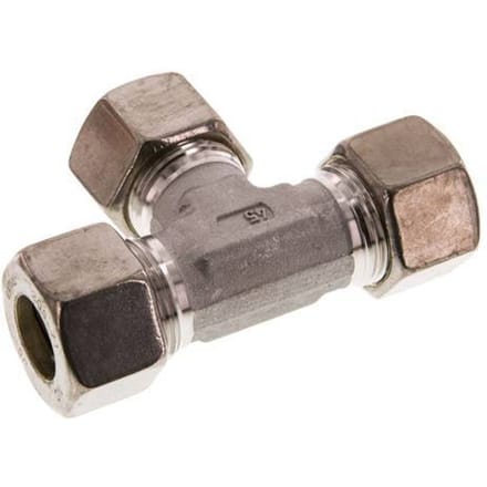 20S RVS T-stuk Knelfitting 400 Bar DIN 2353 - FL3T-O-ST-20-S