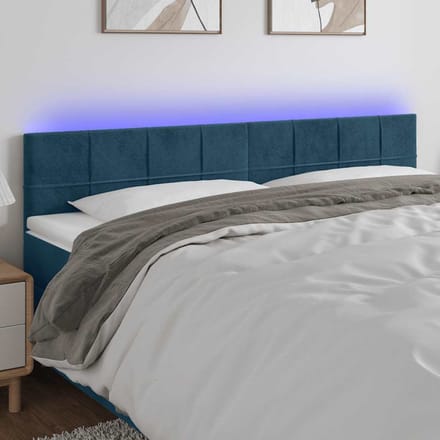 vidaXL - Hoofdbord - LED - 180x5x78/88 - cm - fluweel - donkerblauw