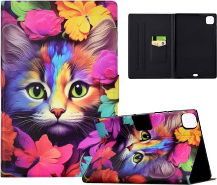 Bescherm-Cover Hoes Map geschikt voor iPad Mini 6 - Mini 7 - Kat - Rainbow