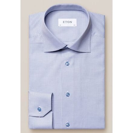 Eton Overhemd Signature Twill Pin Dot Blauw / male