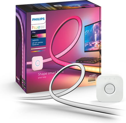 Philips Hue Play Gradient PC Lightstrip 24-27" + Hue Bridge: Hue Play Gradient PC Lightstrip 24-27" + Hue Bridge