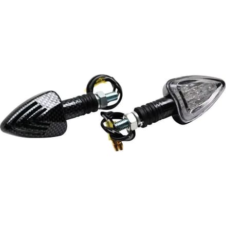 LED-knipperlicht Replay driehoek carbon 12V Ø8mm voor 50cc schakelmotor bromfiets