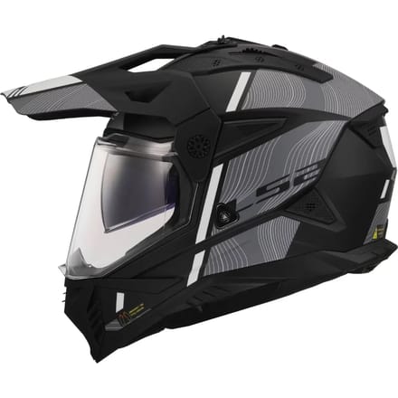 LS2 MX702 Pioneer II Hill Mat Zwart Wit Adventure Helm - Helm