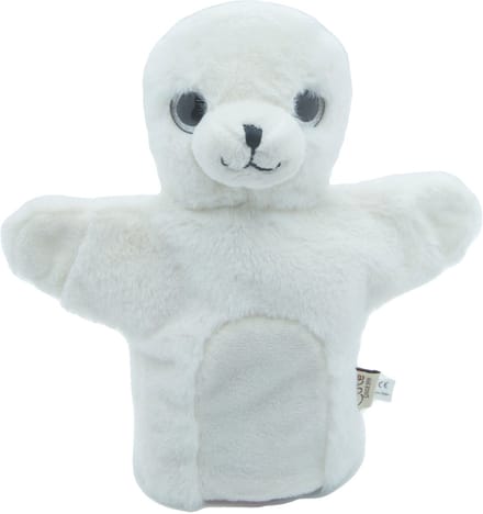 Cute since 1999 - Knuffel handpop Witte Zeeleeuw - Dier knuffel - Handpop voor poppenkast - 20cm