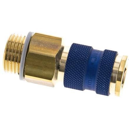 Messing DN 7.2 (Euro) Blauw-Coded Luchtkoppeling Snelkoppeling G 1/2 inch Buitendraad - CLS7-M-B-BLU-P-CD-012