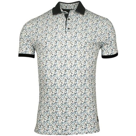 Giordano Polo Genardi Subtle Stretch Graphic Squares Pattern Piqué Navy-Multi / male