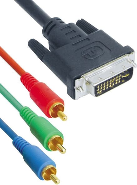 Powteq - DVI naar RCA (RGB) kabel - 5 meter - DVI 24 + 5 pins - RGB RCA - Gold-plated