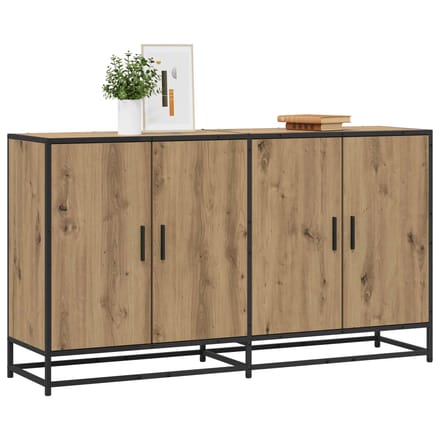 vidaXL - Dressoir - Artisanaal - eiken - 134 - x - 35 - x - 76 - cm - Bewerkt - hout