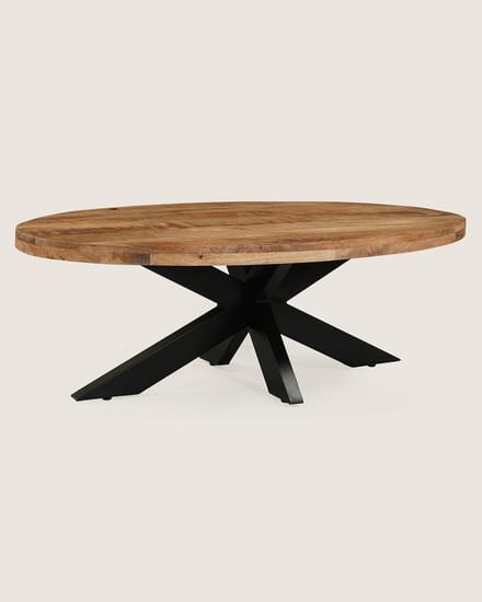 Salontafel 130 cm Mangohout – Ovaal – Rustiek – Industrieel