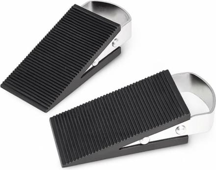 Set van 2 Deurwiggen mer RVS Beugel - Rvs -/ Rubber - 12 x 5 x 3 cm