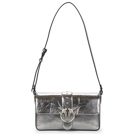 PINKO Love One Classic Schoudertas Leder 27 cm - Dames - antracite silver