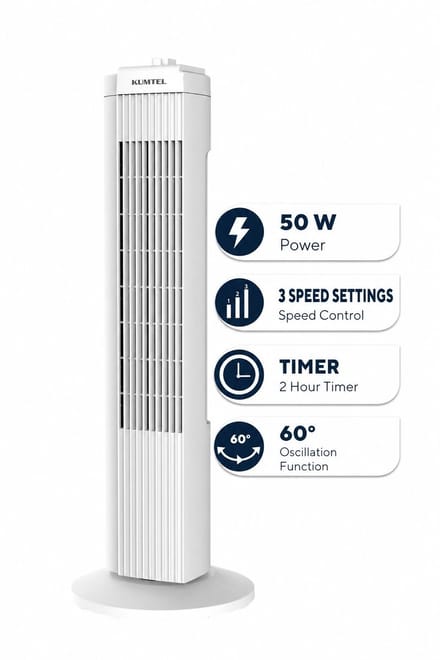 Staande Ventilator/Fan - 100% ABS - 24.4 x 24.4 x 74.5 cm