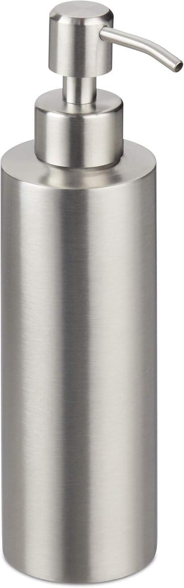 Famanu – Navulbare handzeepdispenser van 300 ml, roestvrij staal, zilver