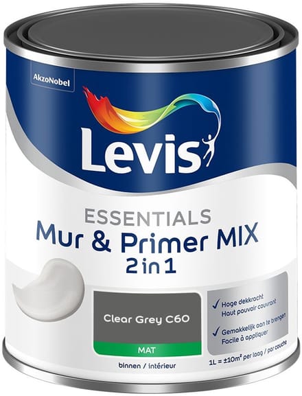 Levis - Essentials Mur & Primer Mix - Clear Grey C60 - Mengverf - 1 L