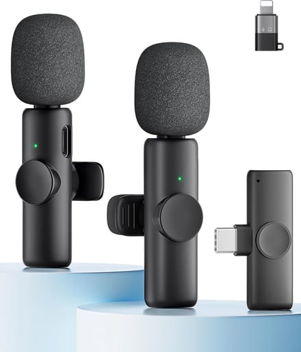 Draadloze Lavaliermicrofoon 2 Stuks - Mini Microfoon voor iPhone, iPad & Android - Met Ruisonderdrukking, Plug & Play - voor Video, Podcast, YouTube, TikTok - Zwart - 1 Set