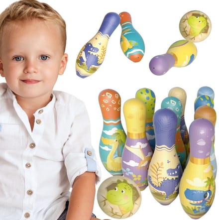 Woopie Soft Bowling Behendigheidsspel Dinosaurussen Set van 12 - UNI