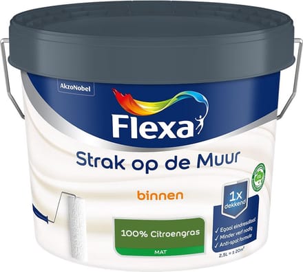Flexa - Strak Op De Muur Binnen Mat - 100% Citroengras - Mengverf - 2,5 L