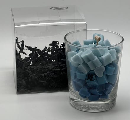 Kaars in glazen pot - hartjes collectie - blauw - 266