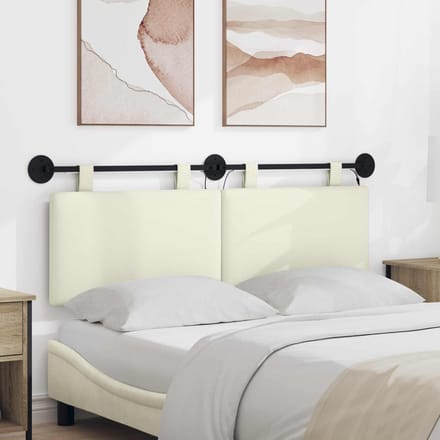 vidaXL - Hangend - hoofdbord - Crèmekleurig - Corduroy - stof