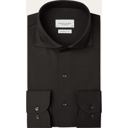 Profuomo Japanese Knitted Overhemd Bruin - Maat 42 - Heren - Overhemden Formeel
