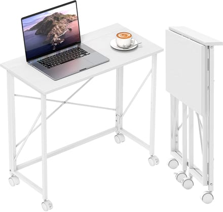 HOMCOM Schrijfbureau-MDF, Staal-80L x 40B x 75H cm-Wit