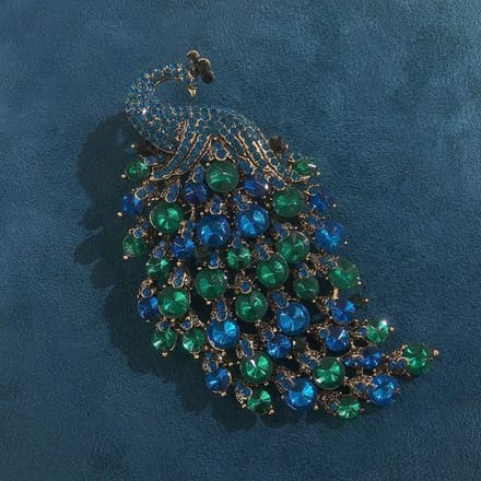 Broche vintage en cristal pour femme, grande broche, accessoires pour manteau, manteau, phénix, animal, accessoires occidentaux vert