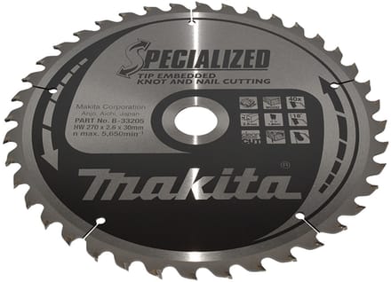 Makita S_0380_7830793 B-33205 Cirkelzaagblad 270 x 30 x 2.6 mm Aantal tanden: 40 1 stuk(s)