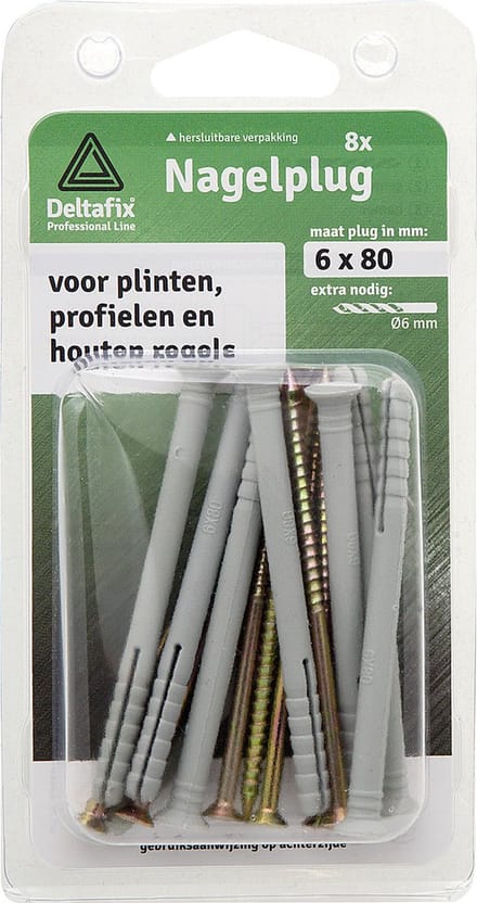 Deltafix Nagelpluggen 8x100mm 6 stuks