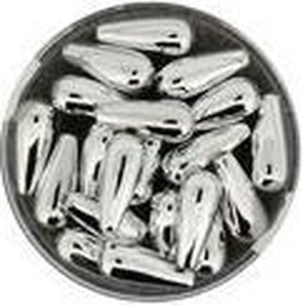0802-14914 Parels druppelvormig zilverkleurig metallic 6x14 mm