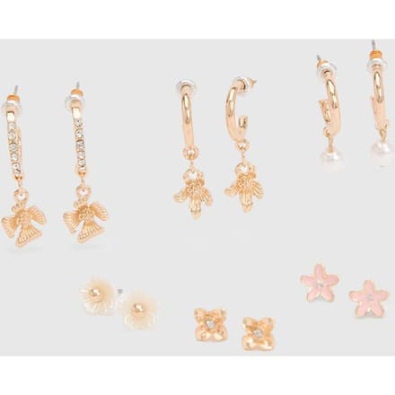 boohoo Dames Bloemdetail Oorbellen 6-pack | Goud