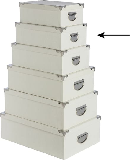 5Five Opbergdoos/box - ivoor wit - L32 x B21.5 x H12 cm - Stevig karton - Crocobox