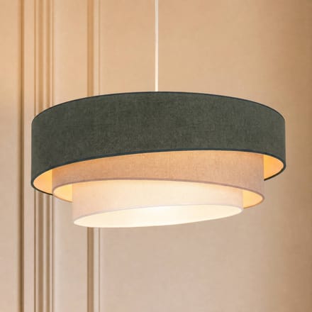 Duolla Hanglamp Trio, groen/beige, Ø 60 cm, textiel, E27