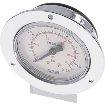 0..1.6 Bar Paneelmontage Manometer Staal/Messing 63 mm Klasse 2.5 (Voorflens) - MW01P663SH-FP