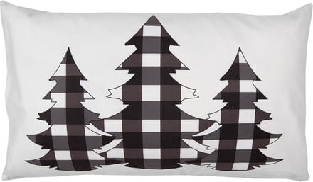 Clayre & Eef Kussenhoes 30x50 cm Wit Zwart Polyester Kerstbomen