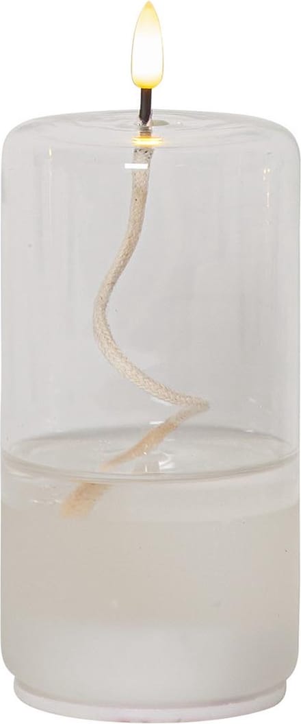 Star Trading Flame Float, glas, transparante was, olielamp ontwerp, warm wit, LED, timer, 17,5 cm