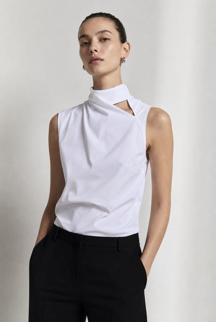 Naomi stretch technical jersey top | White - White / S