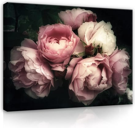 Canvas Schilderij - Bloemen - Boeket - Rozen - Wit - Planten - Inclusief Frame - 80x60cm (lxb)