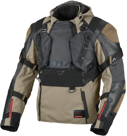 Macna Tryton NightEye waterdichte motorfiets lederen/textiel jas -
