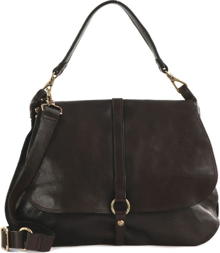 CAMPOMAGGI Leren Schoudertas Shoulder Bag Moro Donkerbruin