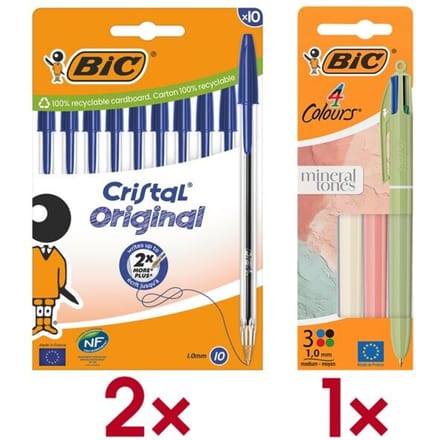 BIC Cristal Original - Balpen - Klikmechanisme - Pennen - Medium Punt (1mm) - Pen - 10 Stuks