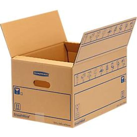 SmoothMove FastFold Standaard verhuisdoos, C-split golfkarton, handgrepen, H 270 x B 320 x D 470 mm, 39 L, 10 stuks, bruin
