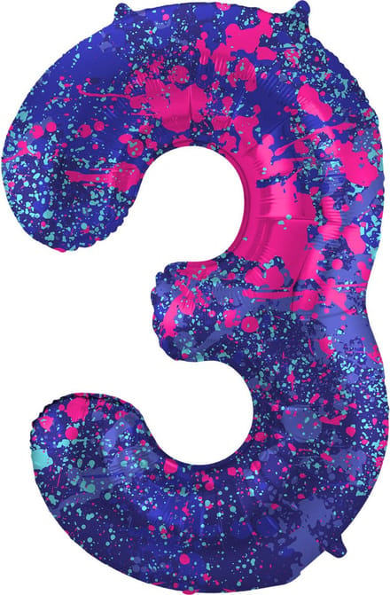 Folat - Folieballon Cijfer 3 Paint Splash - 86 cm