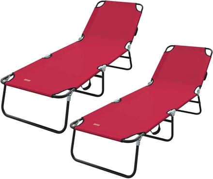 Inklapbare ligstoel - Tuinstoel set - Buiten ontspannen - Verstelbare rugleuning - 2 stuks - Rood